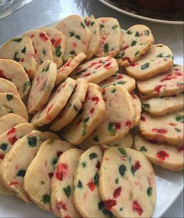 Holiday Maraschino Cherry Shortbread Cookies