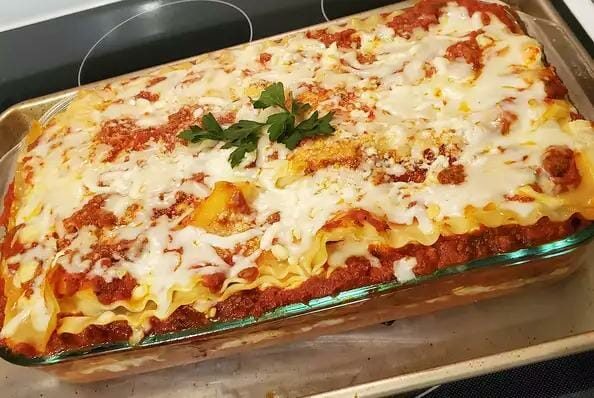 THREE CHEESE BEEF LASAGNA