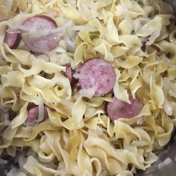 Crockpot Pierogi Casserole with Kielbasa