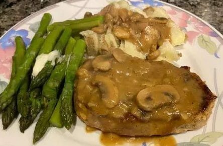 GRANDMA’S PORK CHOPS IN MUSHROOM GRAVY