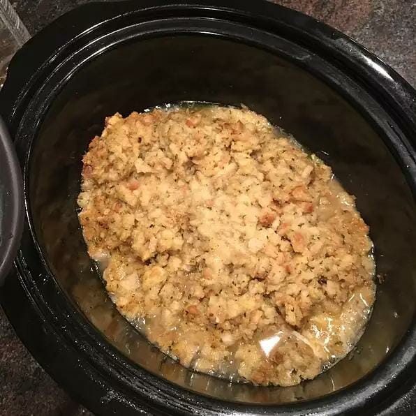 SLOW COOKER CHICKEN AND STUFFING