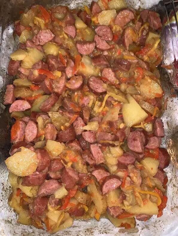 Oven Roasted Smoked Sausage and Potatoes