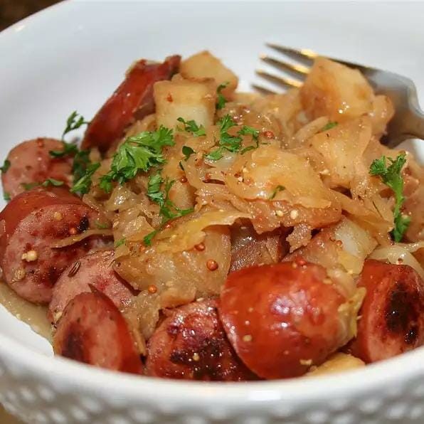 OVEN ROASTED SMOKED SAUSAGE AND POTATO