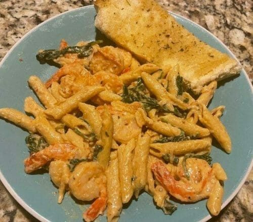 Cheese Shrimp Penne Pasta & Spinach