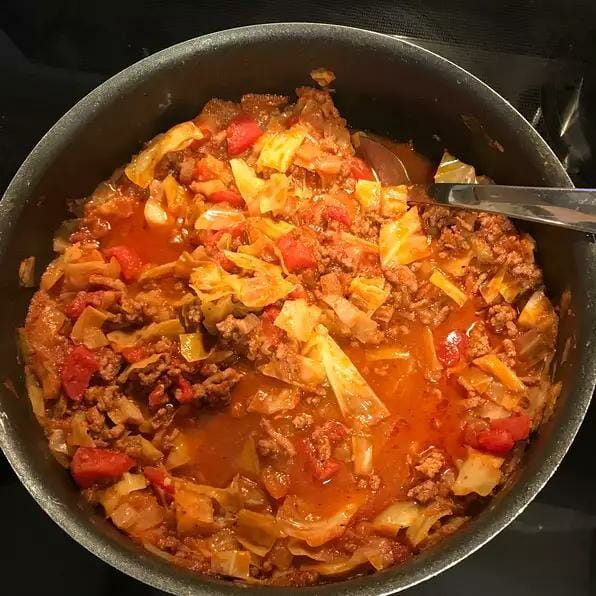 Ground Beef with Chopped Cabbage