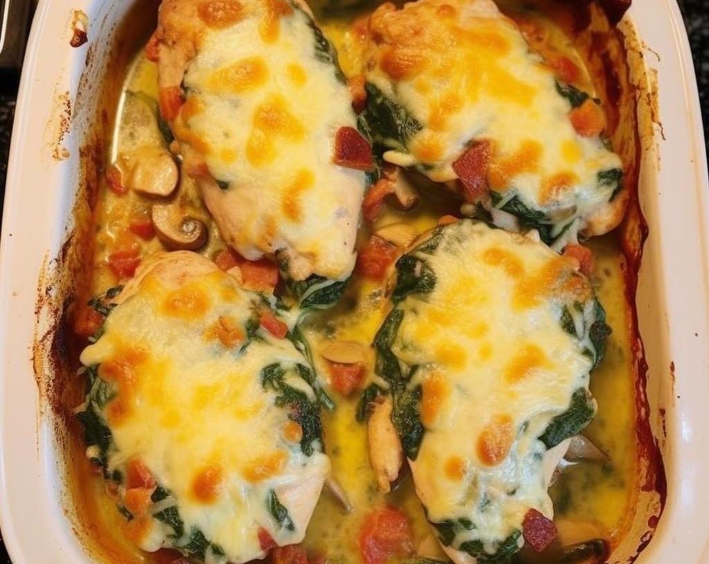 SMOTHERED CHICKEN WITH MUSHROOM SPINACH