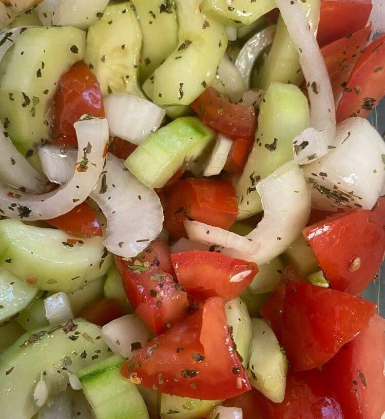 MARINATED CUCUMBERS, ONIONS, AND TOMATOES