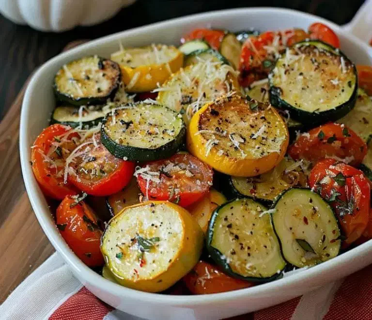 Roasted Garlic-Parmesan Zucchini, Squash, and Tomatoes
