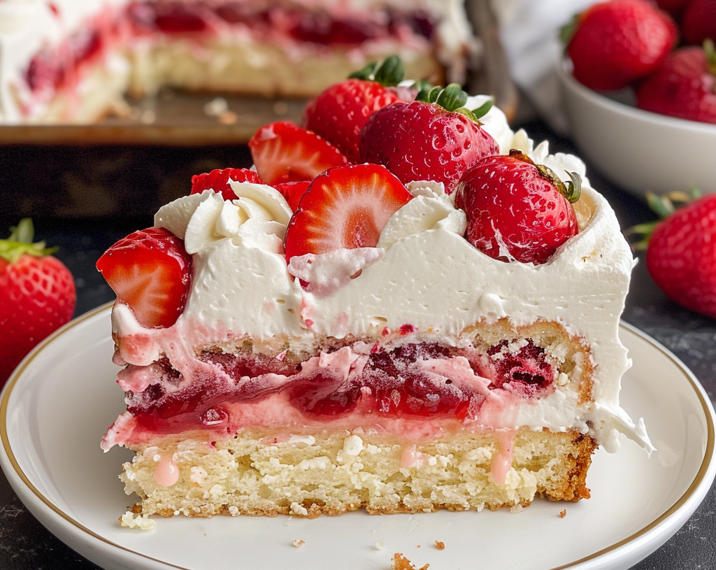 STRAWBERRY SHORTCAKE POKE CAKE