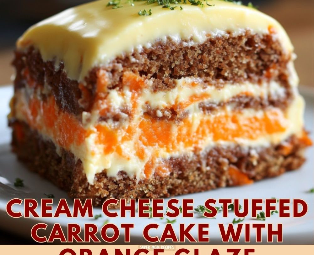 Cream Cheese Stuffed Carrot Cake with Orange Glaze