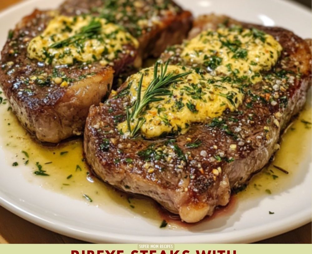 Ribeye Steaks with Garlic Rosemary Butter