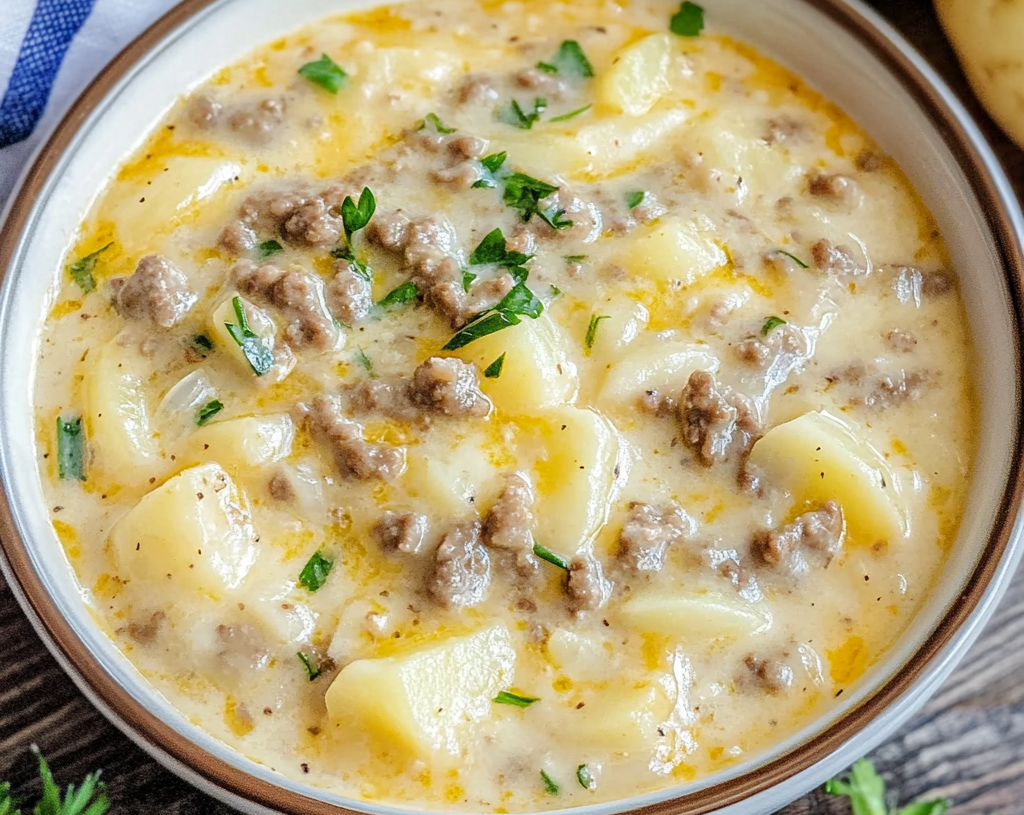 Cheesy Hamburger Potato Soup