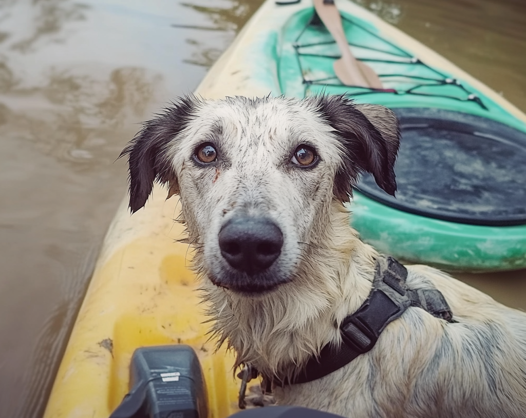Starved Dog On His Own Island Saw Man On A Kayak, And Knew He Was His Only Hope
