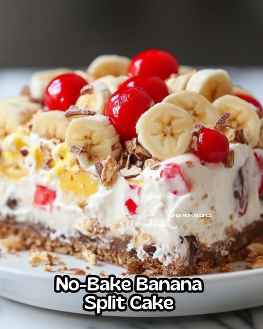 No-Bake Banana Split Cake :