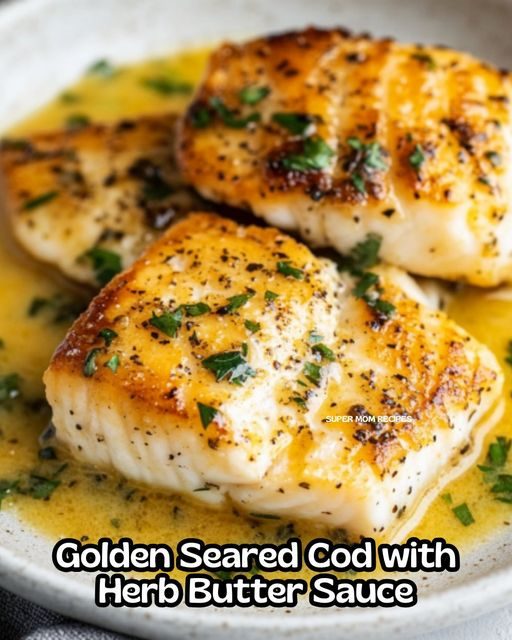 Golden Seared Cod with Herb Butter Sauce