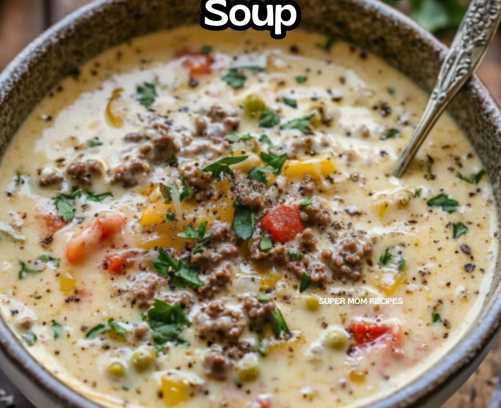 Creamy Slow Cooker Cheeseburger Soup :