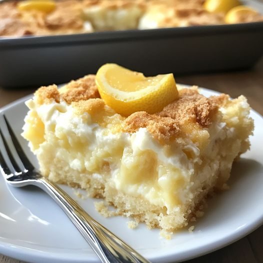 4-Ingredient Lemon Cream Cheese Dump Cake