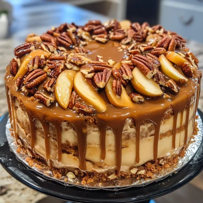 Apple Pecan Cake with Caramel Glaze