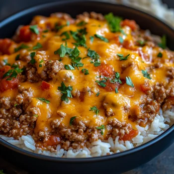 Cheesy Tomato Ground Beef and Rice