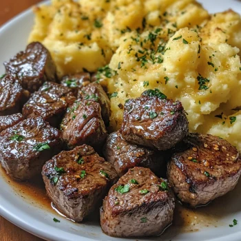 Garlic Butter Steak Bites and Cheesy Smashed Potatoes