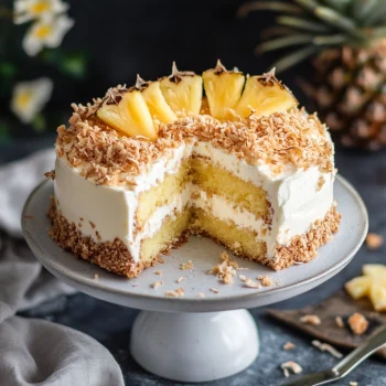 No Bake Pineapple Coconut Cream Cake