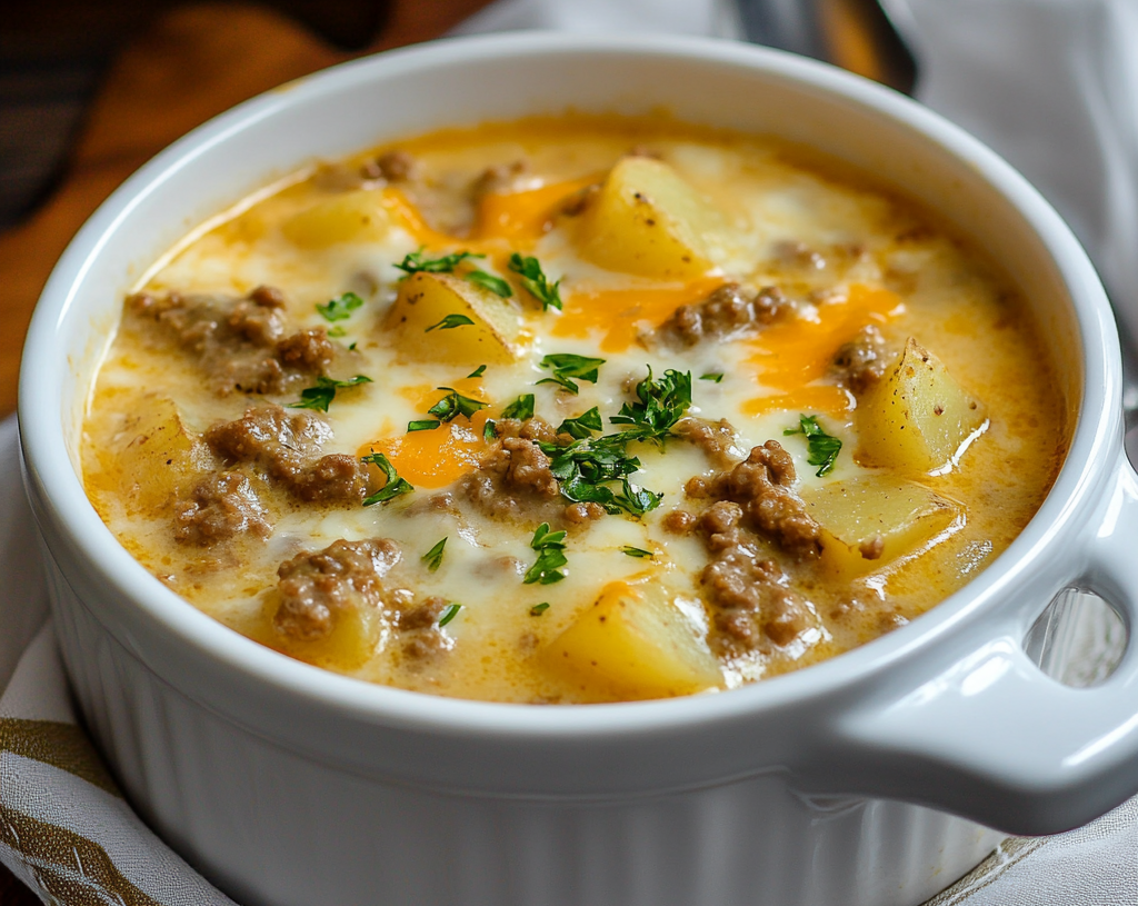 Cheesy Hamburger Potato Soup