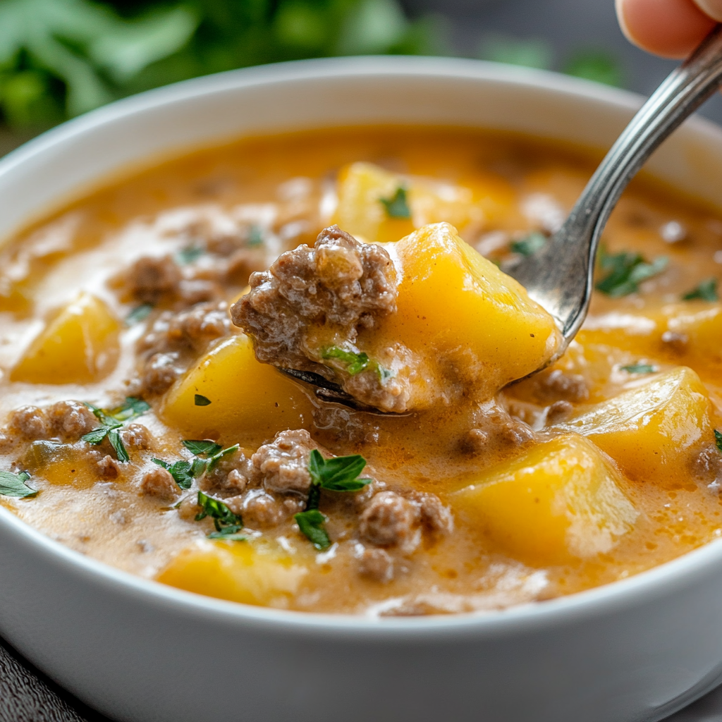 Cheesy Hamburger Potato Soup is an easy and quick healthy All Recipes keto dinner ideas recipes that you can cook if you like . In Tasty Recipes blog we got the best easy dinner,