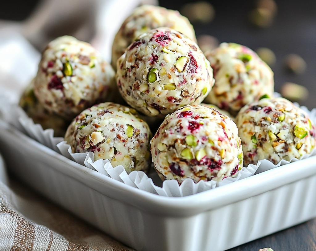 Cranberry Pistachio White Chocolate Truffles