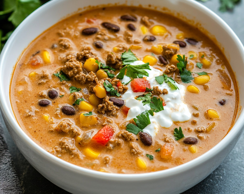 Creamy Beef Taco Soup