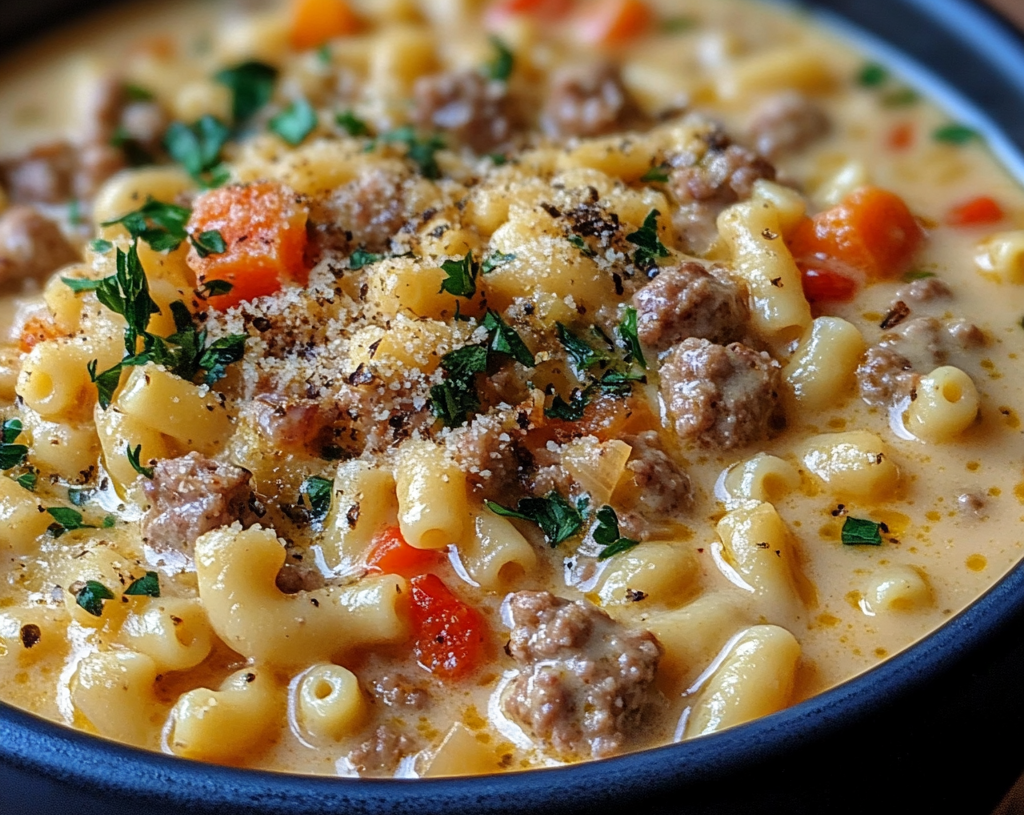 Creamy Parmesan Italian Sausage Ditalini Soup