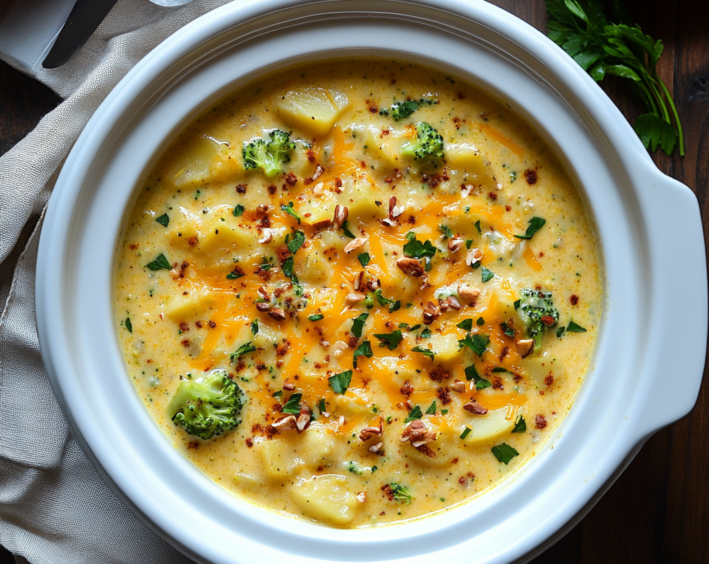 Crock Pot Potato Broccoli Cheddar Soup