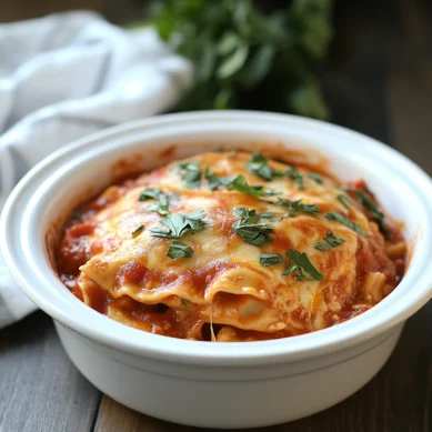 Easy Crockpot Ravioli Lasagna