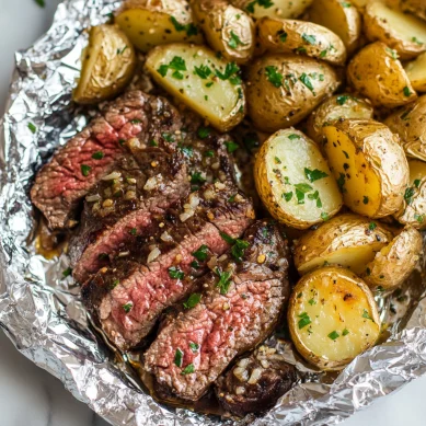 Garlic Steak & Potato Foil Packets