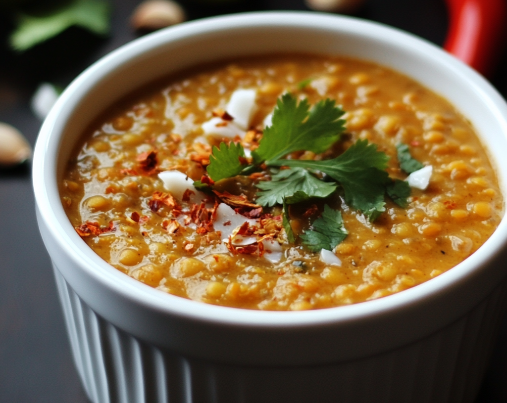 Lentil Coconut Soup with Garlic and Ginger