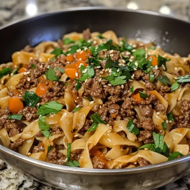 Mongolian Ground Beef Noodles