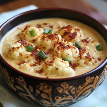 Roasted Garlic Cheddar Cauliflower Soup