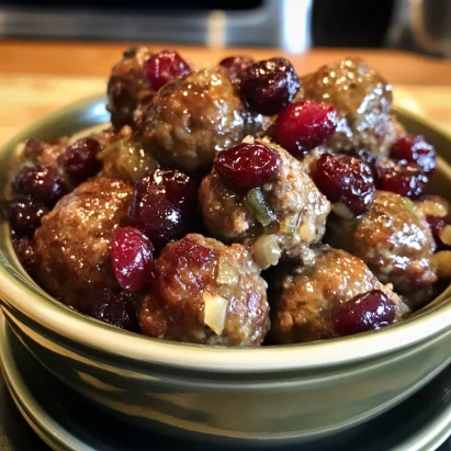 Slow Cooker Cranberry-Stuffing Meatballs