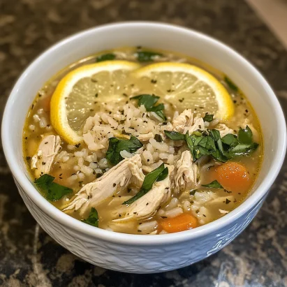 Slow Cooker Lemon Chicken & Rice Soup