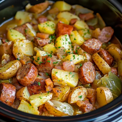 Slow Cooker Sausage, Potatoes, and Cabbage