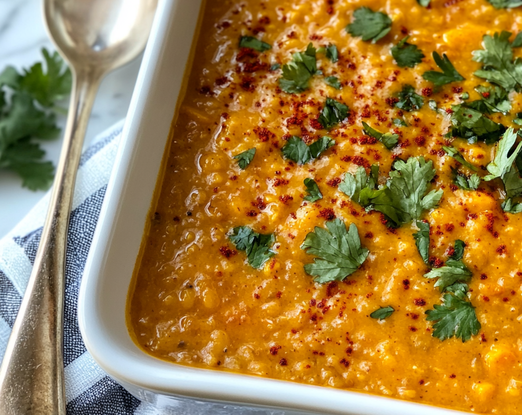 Spicy Sesame Carrot Soup with Red Lentils