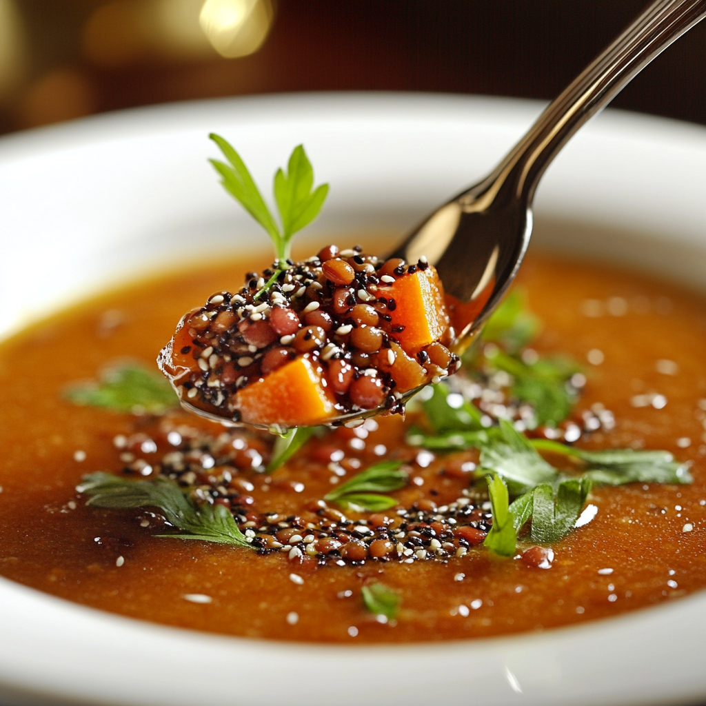 Spicy Sesame Carrot Soup with Red Lentils is an easy and quick healthy All Recipes keto dinner ideas recipes that you can cook if you like . In Tasty Recipes blog we got the best easy dinner,