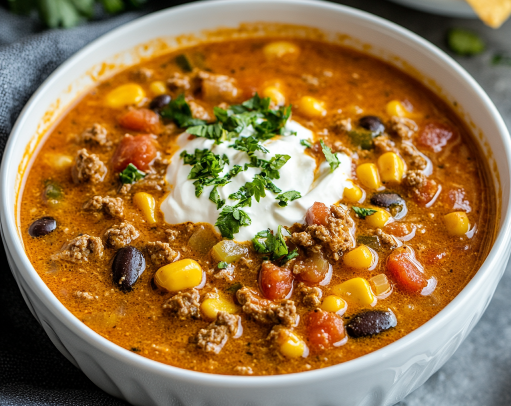 Creamy Beef Taco Soup