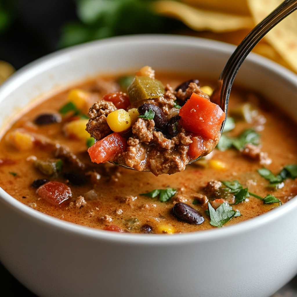 Creamy Beef Taco Soup ss Creamy Beef Taco Soup is an easy and quick healthy All Recipes keto dinner ideas recipes that you can cook if you like . In Tasty Recipes blog we got the best easy dinner,