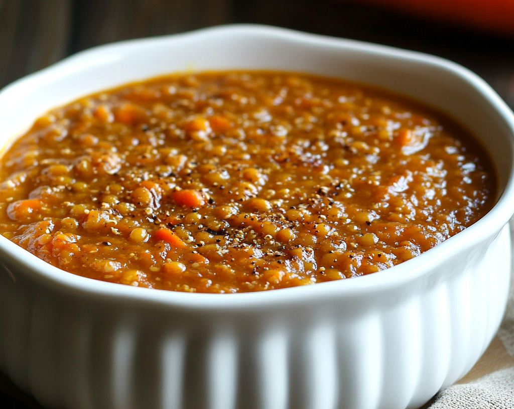 Spicy Sesame Carrot Soup with Red Lentils