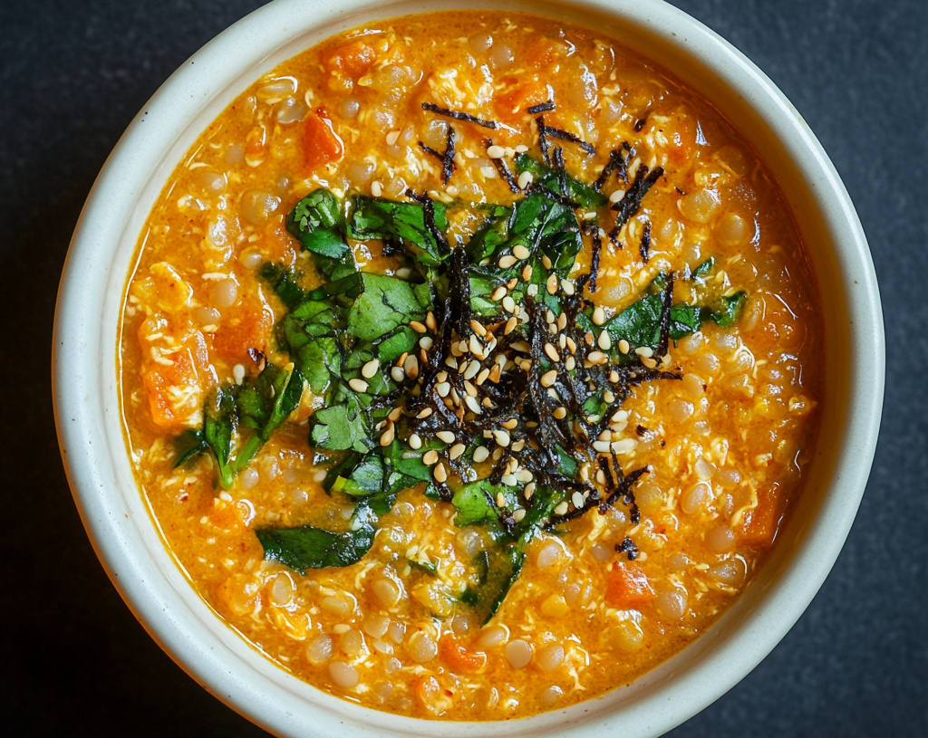 Spicy Sesame Carrot Soup with Red Lentils