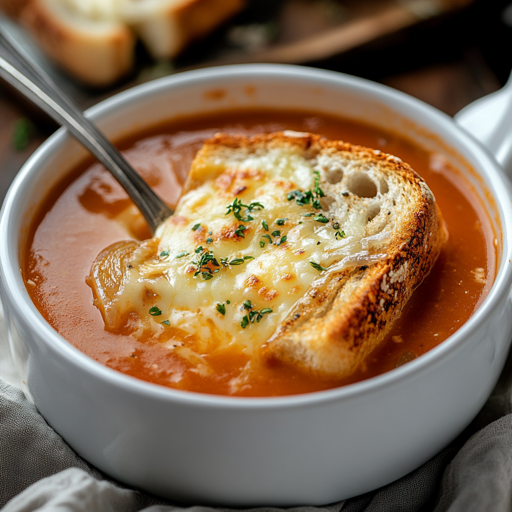Tomato Soup with Cheese and Onion Toast ss Tomato Soup with Cheese and Onion Toast is an easy and quick healthy All Recipes keto dinner ideas recipes that you can cook if you like . In Tasty Recipes blog we got the best easy dinner,