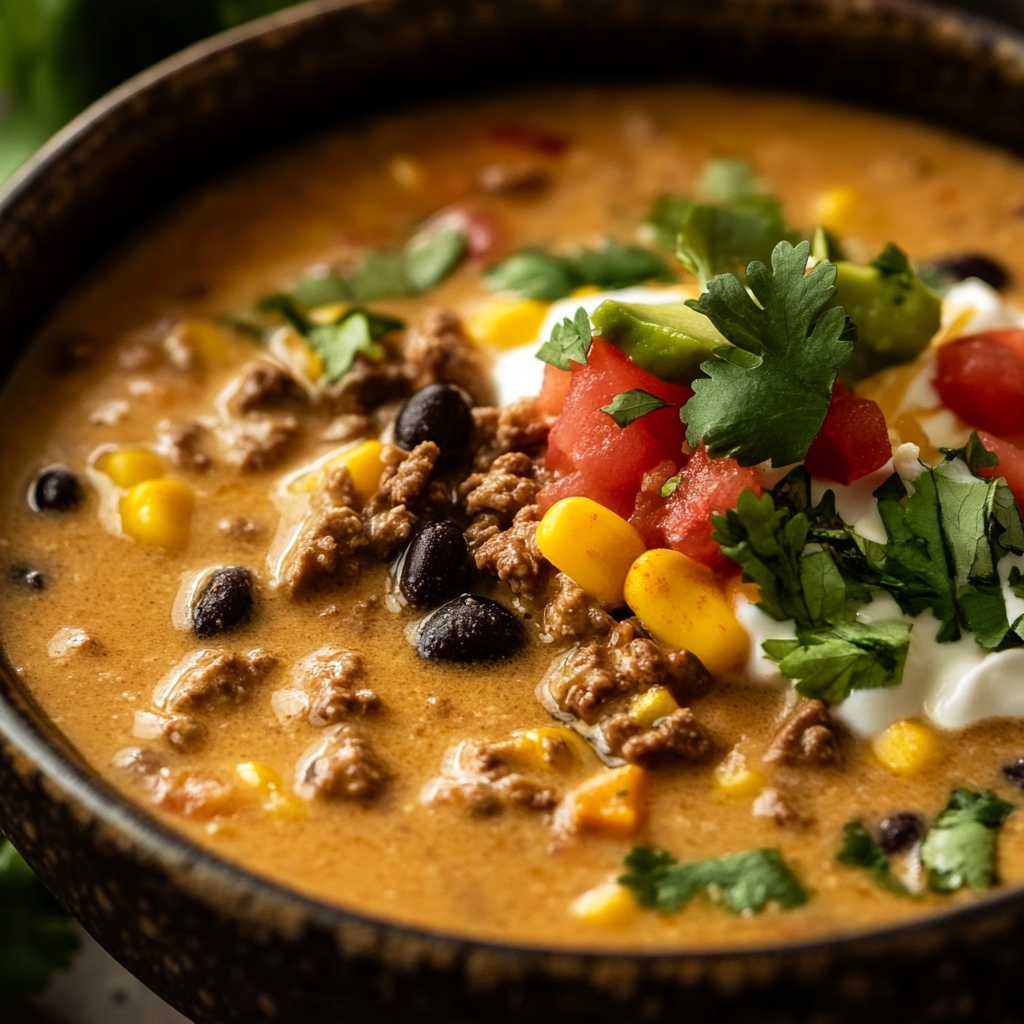 Creamy Beef Taco Soup ss Creamy Beef Taco Soup is an easy and quick healthy All Recipes keto dinner ideas recipes that you can cook if you like . In Tasty Recipes blog we got the best easy dinner,